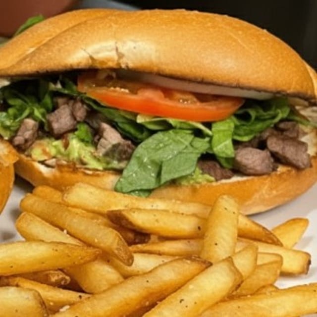 Steak Torta and Fries.