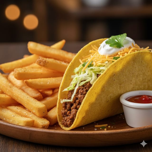 Kid's Taco and fries.