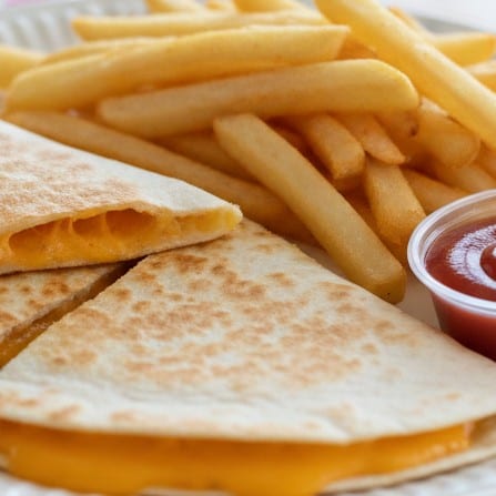 Kid's Cheese Quesadillas and fries.