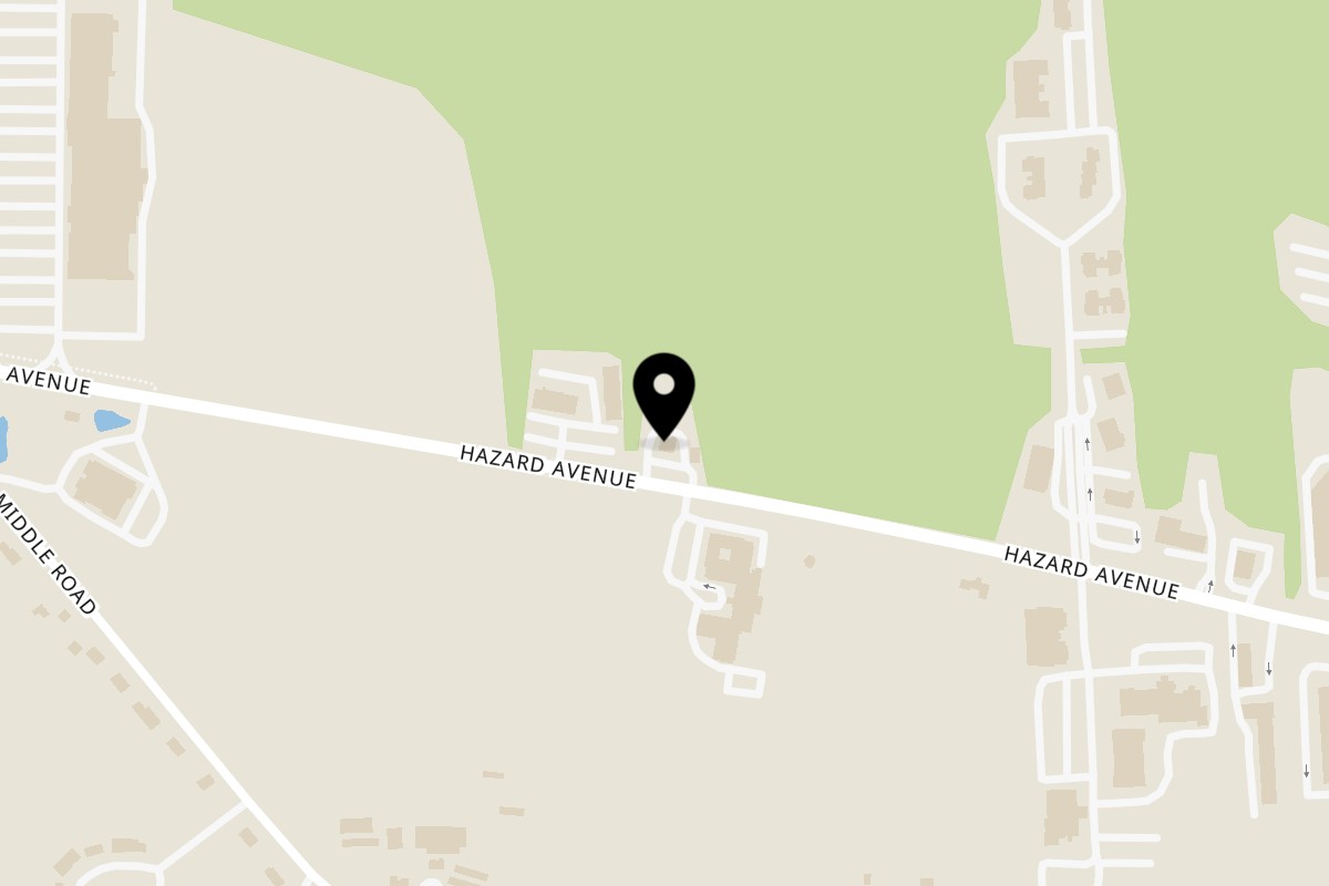 Map showing the location of San Francisco Tacos & More on 117 Hazard Ave in Enfield